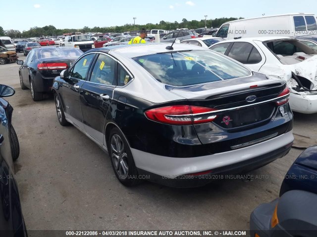 3FA6P0LU0HR190856 - 2017 FORD FUSION SE HYBRID BLACK photo 3