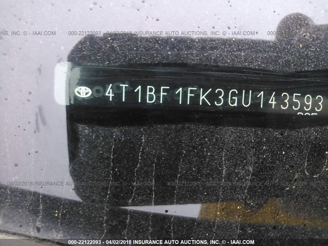 4T1BF1FK3GU143593 - 2016 TOYOTA CAMRY LE/XLE/SE/XSE SILVER photo 9