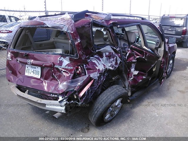 JTEDP21A740007741 - 2004 TOYOTA HIGHLANDER LIMITED MAROON photo 4