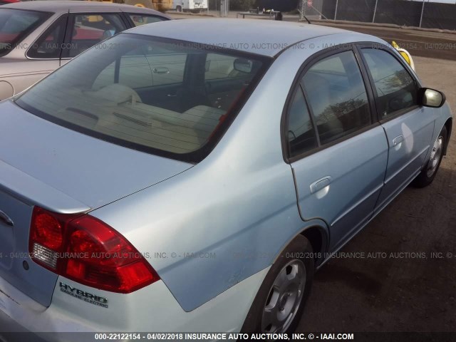 JHMES96633S026910 - 2003 HONDA CIVIC HYBRID Light Blue photo 4