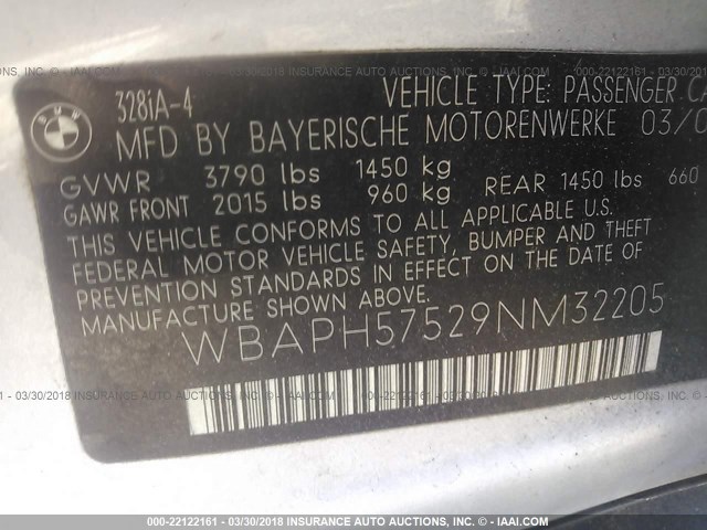 WBAPH57529NM32205 - 2009 BMW 328 I SULEV SILVER photo 9