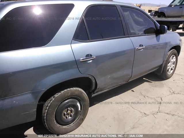 2HNYD18646H539354 - 2006 ACURA MDX TOURING BLUE photo 6