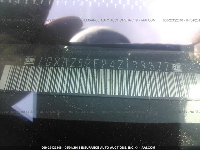 1G8AZ52F24Z199377 - 2004 SATURN ION LEVEL 2 BLUE photo 9