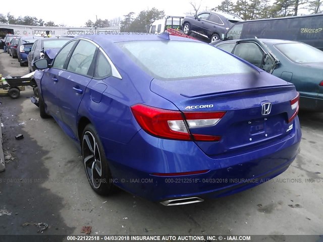 1HGCV2F37JA007102 - 2018 HONDA ACCORD SPORT BLUE photo 3