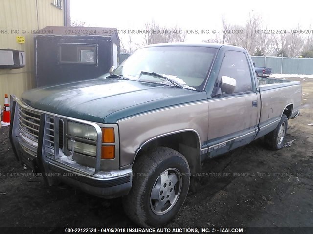 1GTEK14R3VZ503586 - 1997 GMC SIERRA K1500 GREEN photo 2