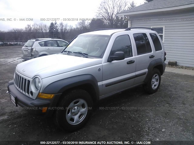 1J4GL48KX6W166996 - 2006 JEEP LIBERTY SPORT SILVER photo 2