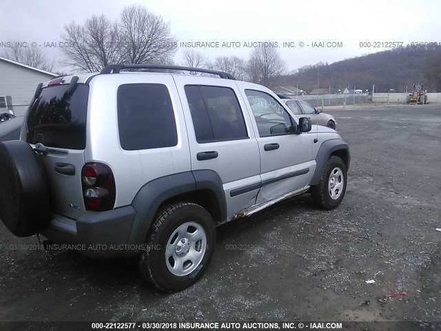 1J4GL48KX6W166996 - 2006 JEEP LIBERTY SPORT SILVER photo 4