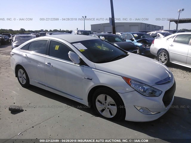 KMHEC4A46DA077635 - 2013 HYUNDAI SONATA HYBRID WHITE photo 1