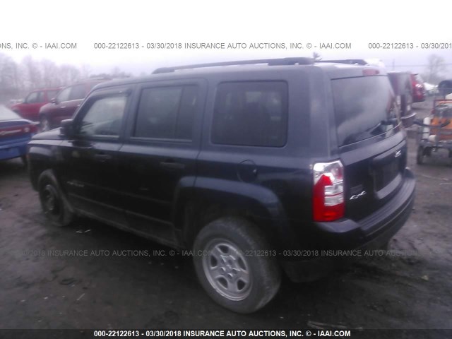 1C4NJRBB1ED528796 - 2014 JEEP PATRIOT SPORT BLACK photo 3