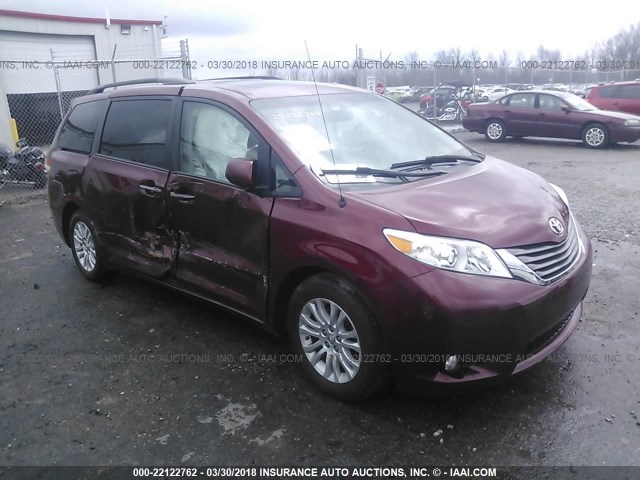 5TDYK3DC6ES472792 - 2014 TOYOTA SIENNA XLE/LIMITED BURGUNDY photo 1