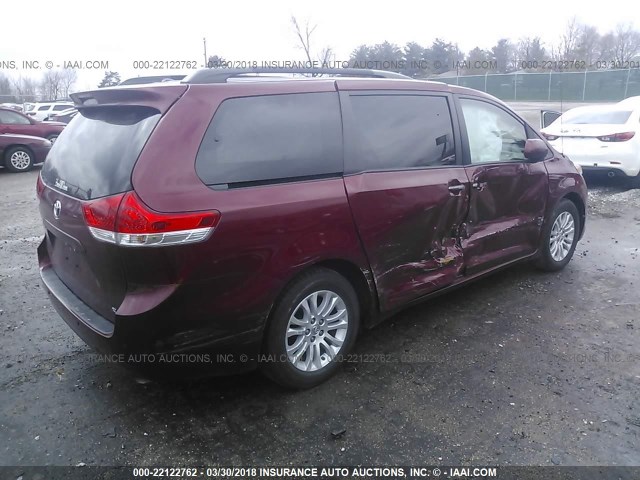 5TDYK3DC6ES472792 - 2014 TOYOTA SIENNA XLE/LIMITED BURGUNDY photo 4