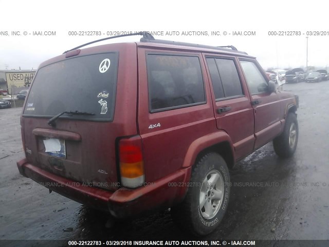1J4FJ68S4WL216189 - 1998 JEEP CHEROKEE SPORT/CLASSIC Czerwony zdjęcie 4