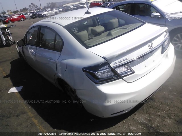 19XFB4F35DE202892 - 2013 HONDA CIVIC HYBRID L WHITE photo 3