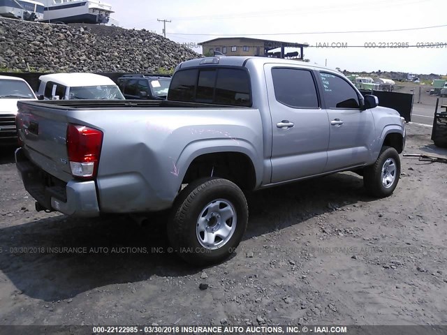 3TMCZ5ANXHM075243 - 2017 TOYOTA TACOMA DBL CAB/SR/TRDSPT/OR/PRO SILVER photo 4