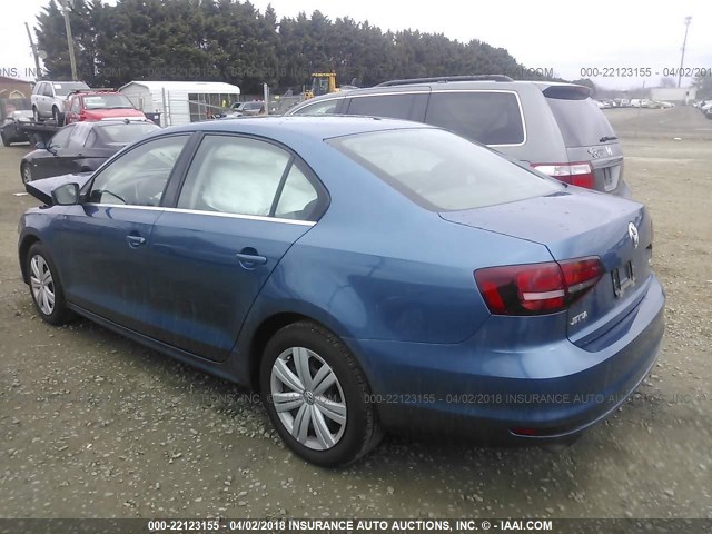 3VW2B7AJ4HM340261 - 2017 VOLKSWAGEN JETTA S 蓝色 照片 3