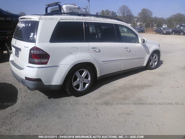 4JGBF71E17A263298 - 2007 MERCEDES-BENZ GL 450 4MATIC WHITE photo 4