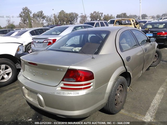 1B3EL36X24N194186 - 2004 DODGE STRATUS SE BEIGE photo 4