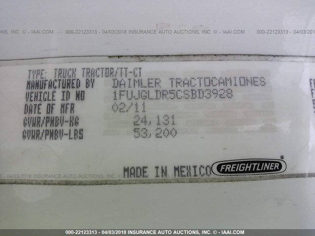 1FUJGLDR5CSBD3928 - 2012 FREIGHTLINER CASCADIA 125  Unknown photo 10