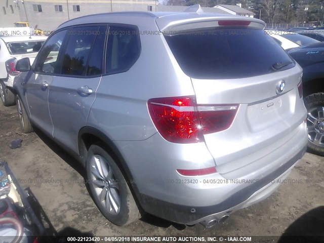 5UXWX9C53H0T11496 - 2017 BMW X3 XDRIVE28I SILVER photo 3