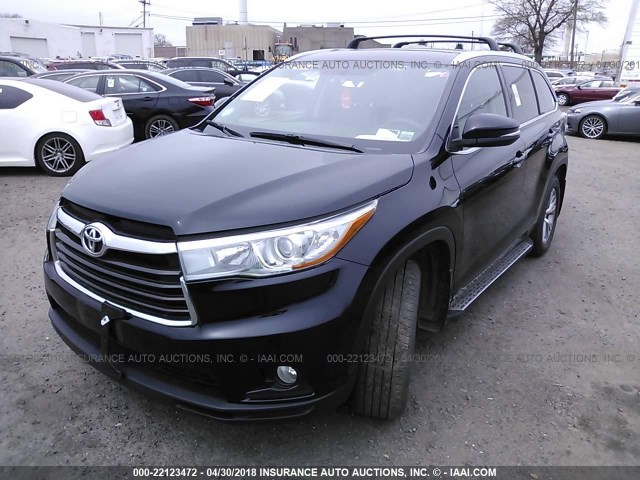 5TDJKRFH5FS222717 - 2015 TOYOTA HIGHLANDER XLE შავი ფოტო 2