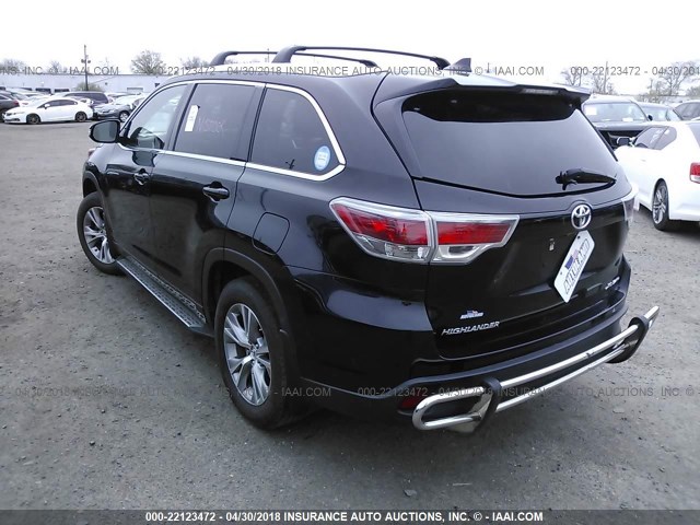 5TDJKRFH5FS222717 - 2015 TOYOTA HIGHLANDER XLE შავი ფოტო 3