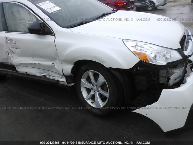 4S4BRCAC1E3321376 - 2014 SUBARU OUTBACK 2.5I WHITE photo 6