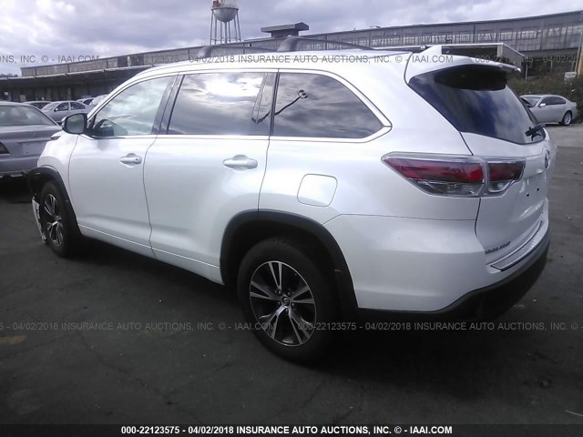 5TDJKRFH4GS319425 - 2016 TOYOTA HIGHLANDER XLE თეთრი ფოტო 3