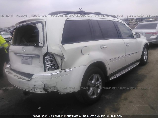 4JGBF71E68A400592 - 2008 MERCEDES-BENZ GL 450 4MATIC WHITE photo 4