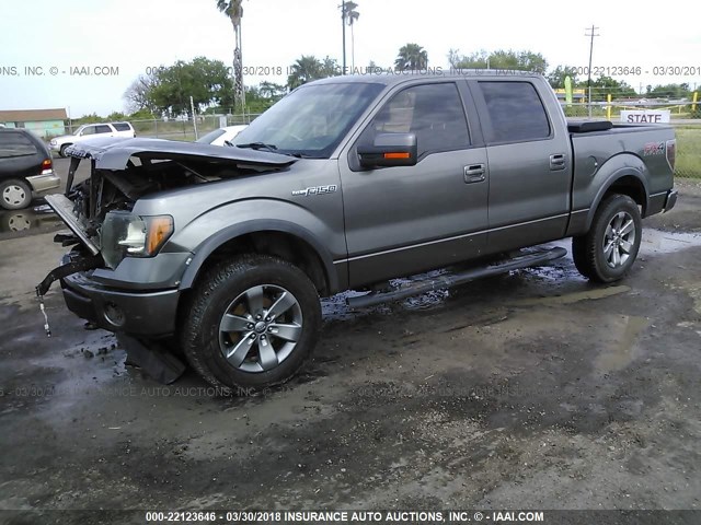1FTFW1EF6CFB54452 - 2012 FORD F150 SUPERCREW GRAY photo 2