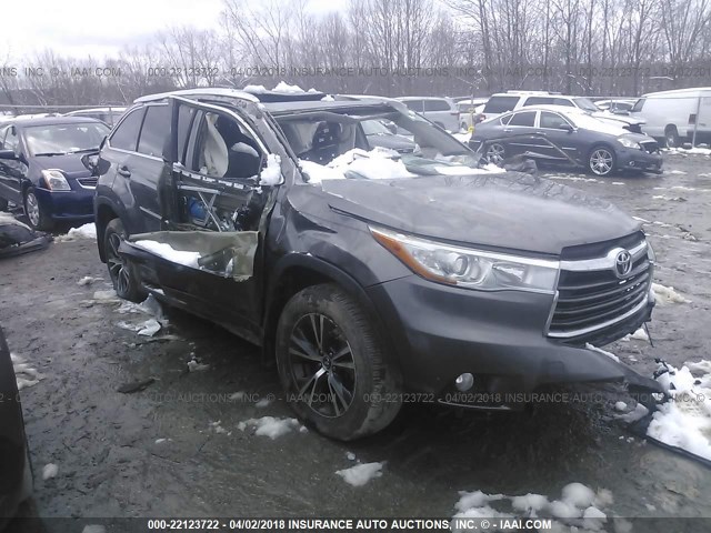 5TDJKRFH6GS296861 - 2016 TOYOTA HIGHLANDER XLE ნაცრისფერი ფოტო 1
