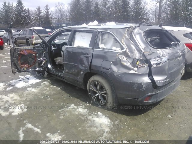 5TDJKRFH6GS296861 - 2016 TOYOTA HIGHLANDER XLE ნაცრისფერი ფოტო 3