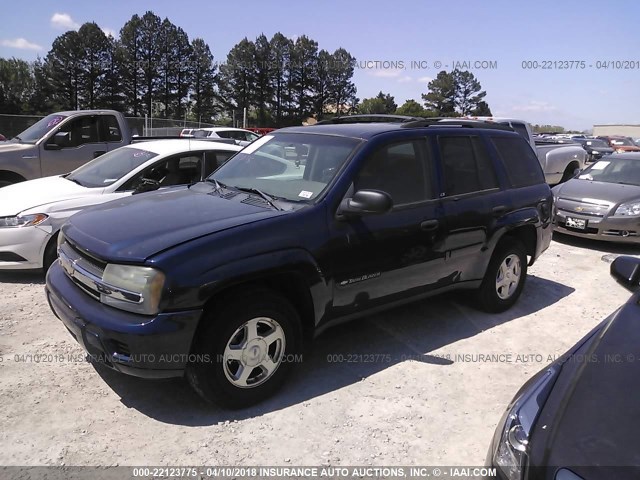 1GNDS13S922364124 - 2002 CHEVROLET TRAILBLAZER  BLUE photo 2