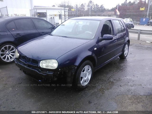 9BWGS21J614032897 - 2001 VOLKSWAGEN GOLF GLS BLUE photo 2