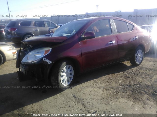 3N1CN7AP0CL815490 - 2012 NISSAN VERSA S/SV/SL RED photo 2