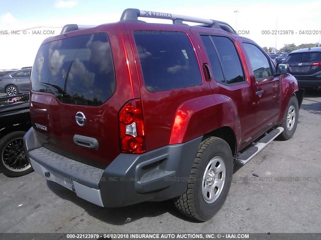 5N1AN0NU6CC517903 - 2012 NISSAN XTERRA OFF ROAD/S/SE RED photo 4