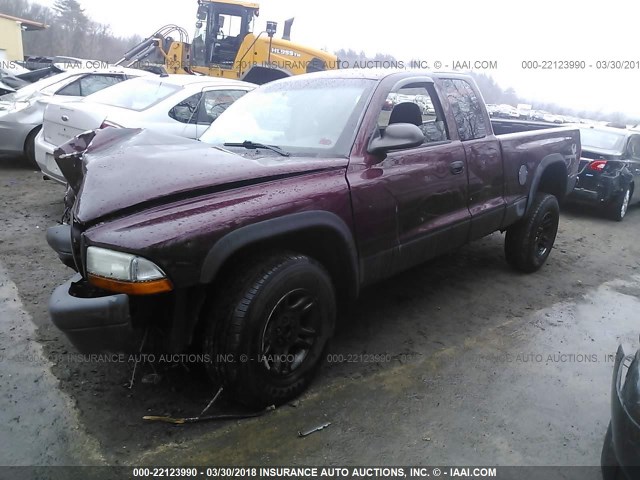 1D7HG12X03S355926 - 2003 DODGE DAKOTA SXT BURGUNDY photo 2