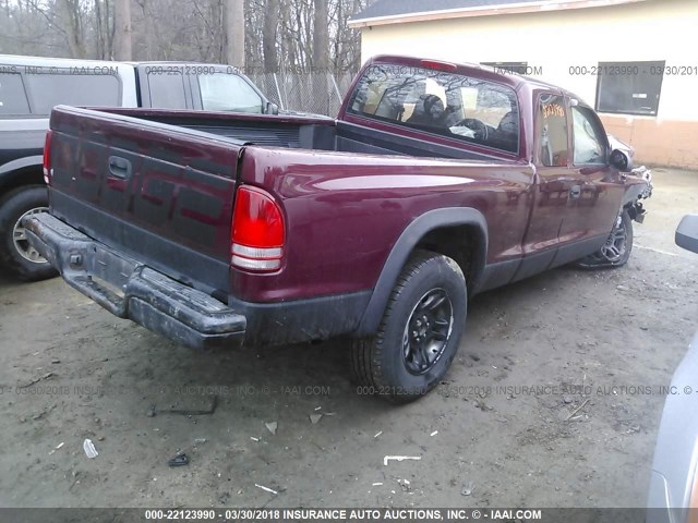 1D7HG12X03S355926 - 2003 DODGE DAKOTA SXT BURGUNDY photo 4