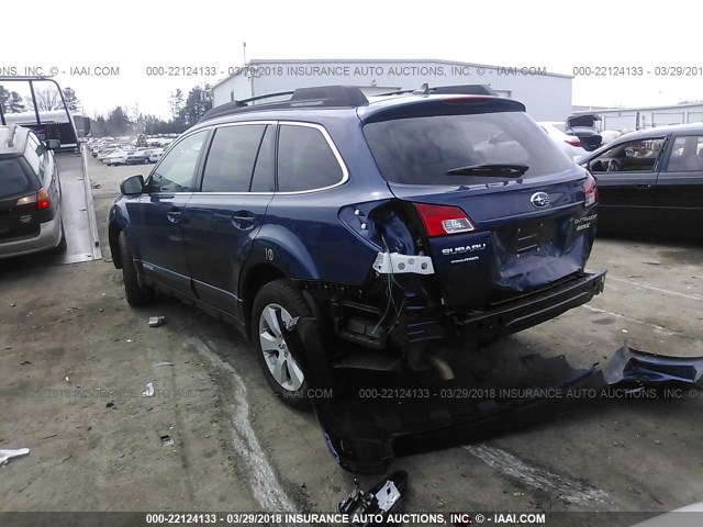 4S4BRBKC0B3440363 - 2011 SUBARU OUTBACK 2.5I LIMITED BLUE photo 3