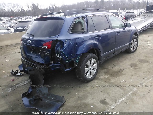 4S4BRBKC0B3440363 - 2011 SUBARU OUTBACK 2.5I LIMITED BLUE photo 4