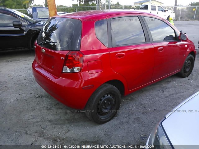 KL1TD666X8B190994 - 2008 CHEVROLET AVEO LS RED photo 4