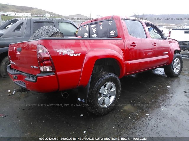 5TELU42N17Z458013 - 2007 TOYOTA TACOMA DOUBLE CAB RED photo 4