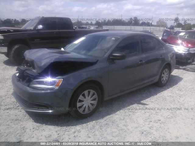 3VW2K7AJ4EM248093 - 2014 VOLKSWAGEN JETTA S GRAY photo 2