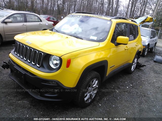 ZACCJBBT6GPC54796 - 2016 JEEP RENEGADE LATITUDE YELLOW photo 2