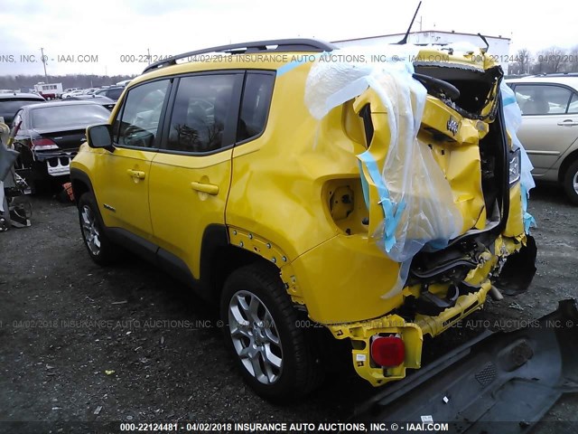 ZACCJBBT6GPC54796 - 2016 JEEP RENEGADE LATITUDE YELLOW photo 3