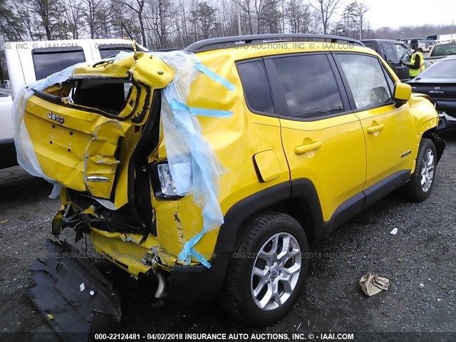 ZACCJBBT6GPC54796 - 2016 JEEP RENEGADE LATITUDE YELLOW photo 4