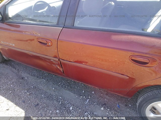 1B3ES46CX1D268526 - 2001 DODGE NEON SE/ES ORANGE photo 6