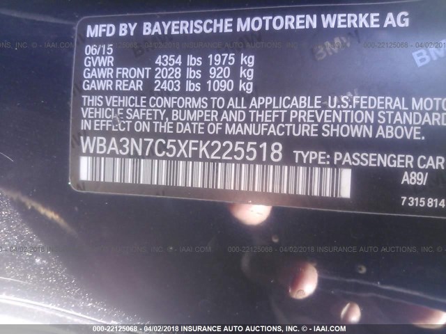 WBA3N7C5XFK225518 - 2015 BMW 428 I BLUE photo 9