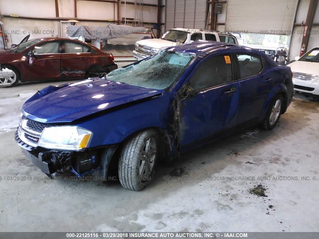 1C3CDZCB4CN206887 - 2012 DODGE AVENGER SXT BLUE photo 2