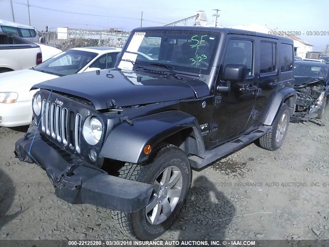 1C4BJWEG4GL216750 - 2016 JEEP WRANGLER UNLIMITE SAHARA GRAY photo 2