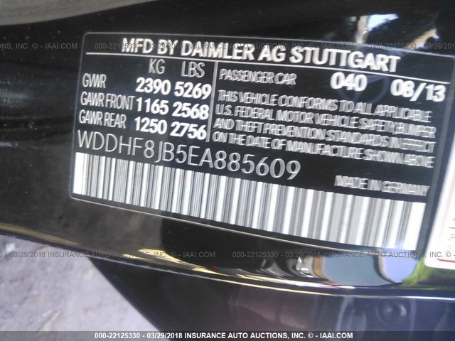 WDDHF8JB5EA885609 - 2014 MERCEDES-BENZ E 350 4MATIC BLACK photo 9